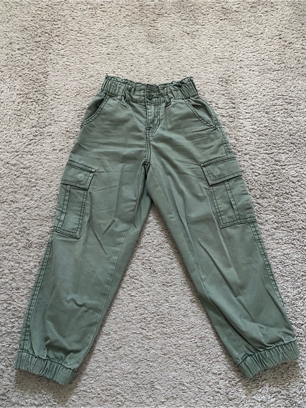 Girls Olive Green Cargo Jogger Pants